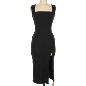 Reformation Cassi Knit Ribbed Sleeveless Midi Cocktail Dress in Black